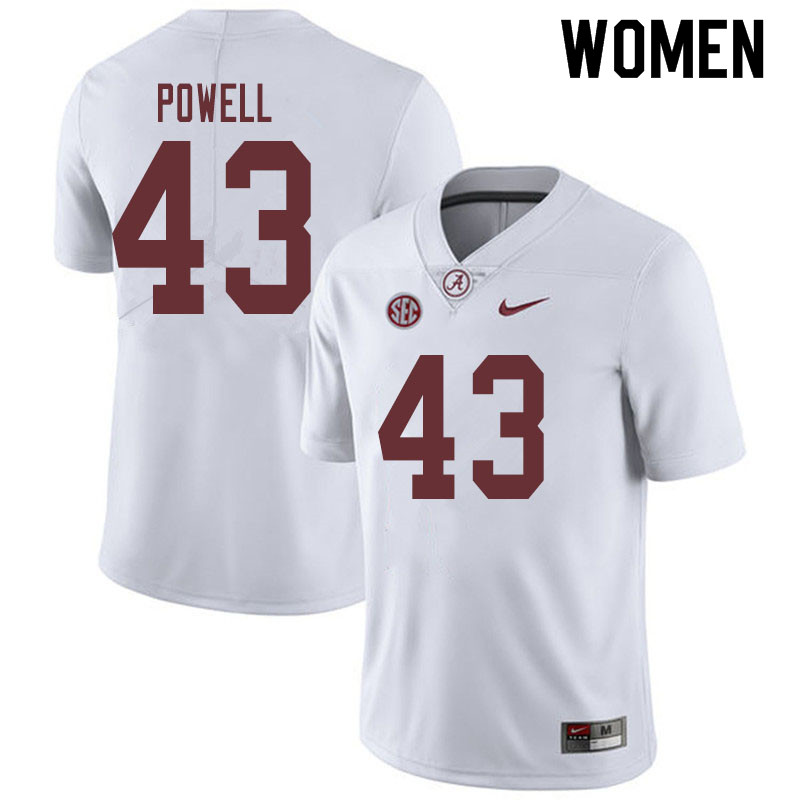 Alabama Crimson Tide Women's Daniel Powell #43 White NCAA Nike Authentic Stitched 2019 College Football Jersey OB16B23WN